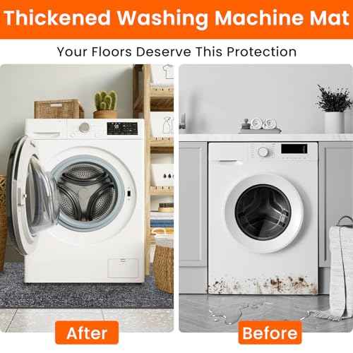 9mm Thickened Under Washing Machine Mat 63" L x 36" W Shock Absorbing Noise Reducing Non-Slip TPE Backing Floor Mat Freely Cut for Refrigerator Washer Dryer Portable Air Conditioner Floor Protection