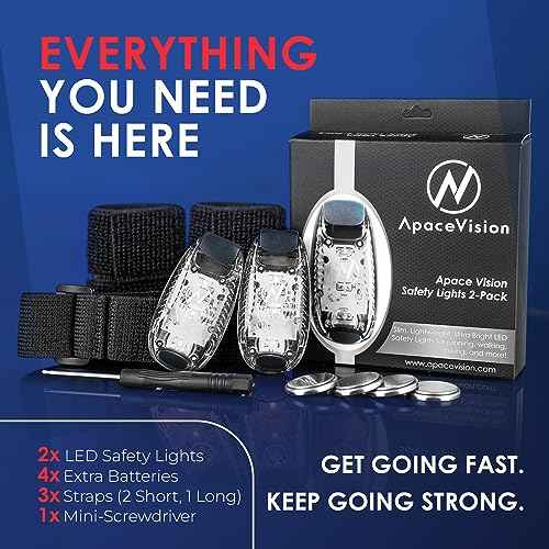 LED Safety Light (2 Pack) - Clip On Strobe/Running Lights for Runners, Dog, Bike, Walking, Boat, Kayak, Stroller and More - High Visibility Accessories for Your Reflective Gear, Bicycle