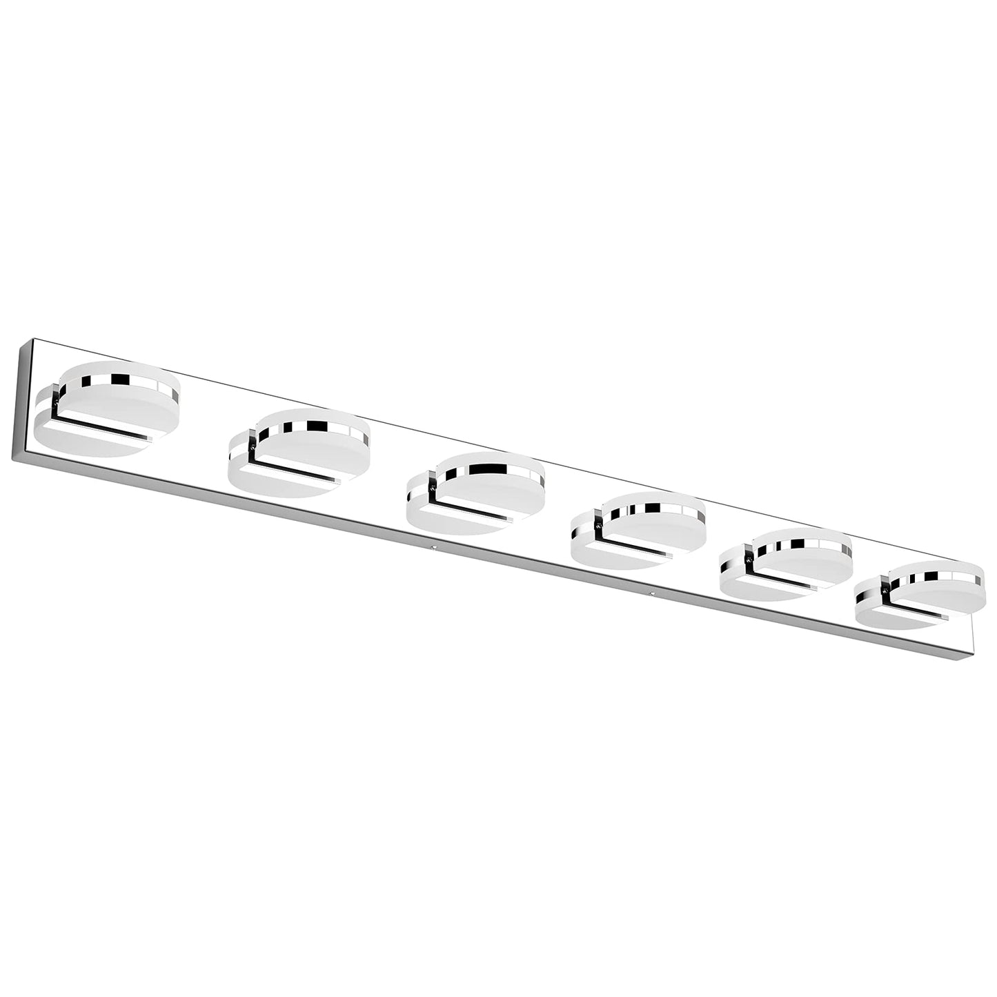 Aipsun 6 Lights Modern Chrome LED Vanity Light Acrylic Stainless Steel Bathroom Wall Light Over Mirror(White Light 6000K)