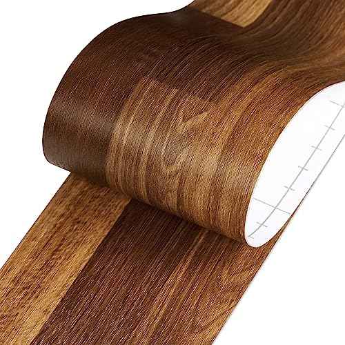 LACHEERY Shiplap Wood Border Wallpaper Peel and Stick Mirror Frame Border Bathroom Mirror Borders Peel and Stick Wood Grain Repair Tape Brown Wooden Bulletin Board Borders Trim for Classroom 3"x197"
