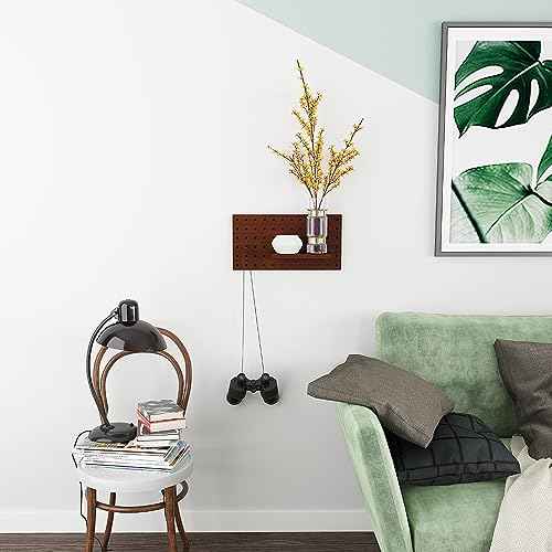 HEYSONG Pegboard Wall Organizer Panels Wooden Pegboard Wall Mount, Hanging for Garage Kitchen Living Room Bathroom Office (Coffee)