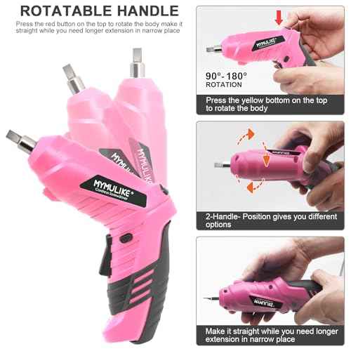 Cordless Electric Screwdriver, 3.6V Rechargeable Power Screwdriver with 47 pcs Accessories, usb charging, 3Nm Screw Gun, mini Carrying screwdriver set ?with LED Light Electric Power Drill Set