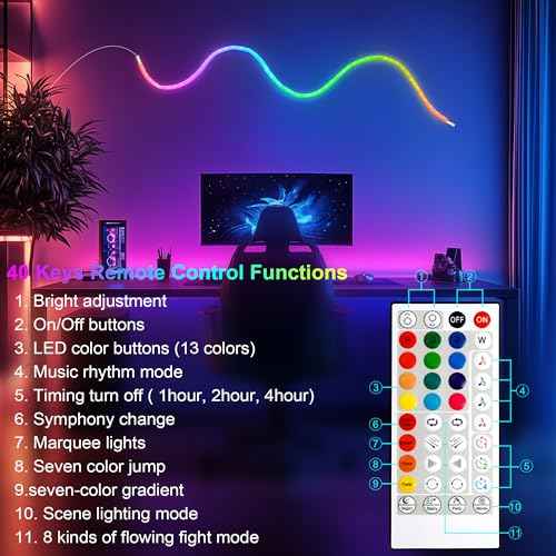 maylit 360 Degree Luminous Reticulate Weave Rope Lights, 25ft Addressable ICRGB LED Strip Lights, Music Sync, DIY Design, USB Powered Flexible LED Lights for Gaming Room Living Bedroom Wall Decor