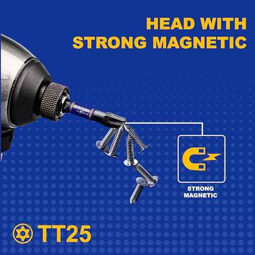 5 Pieces T25 Hollow 2 In. Impact Tough Magnetic Insert Bit Set, #25 Security Torx Head Power Bits, S2 Alloy Steel Star T25 Screwdriver Bits Set