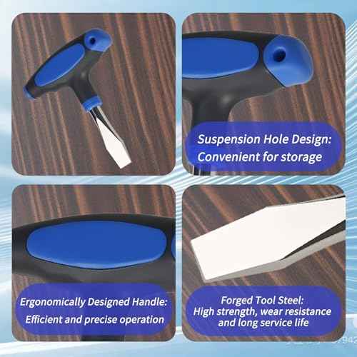 10mm T Handle Flat Head Screwdriver with Ergonomic Handle Short Flathead Screwdriver for Slotted Screws, Used on Quick Release Plate Camera and Tripod Monopod