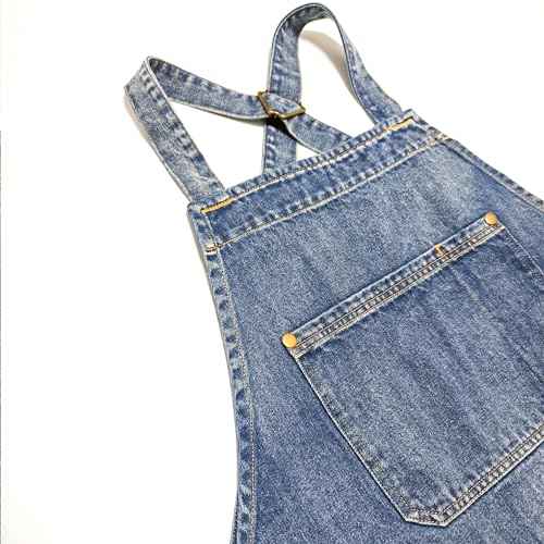 Denim Apron With Pockets,Distressed Jean Apron,Hairstylist Aprons,Denim Work Apron - Washing Style | Adjustable XXL