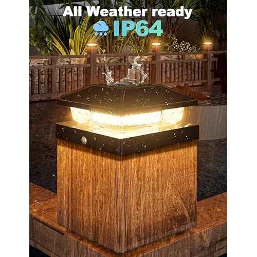 VOLISUN 4x4 Solar Fence - Post Cap Lights 12pack Outdoor Waterproof, Black Deck Post Cap Light with Warm White,for 4x4 Wooden/4x4 Vinyl