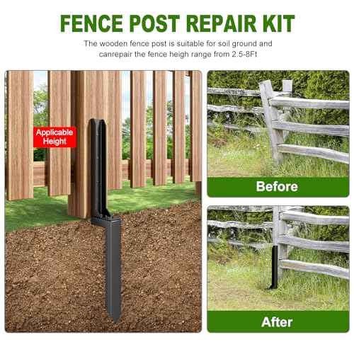 Fence Post Repair Kit£¬Heavy Duty Steel Fence Post Anchor Ground Spike £¬Quick Fix Broken/Leaning Wood Posts with£¬and Fixed Fence Posts£¨4-Pack£©