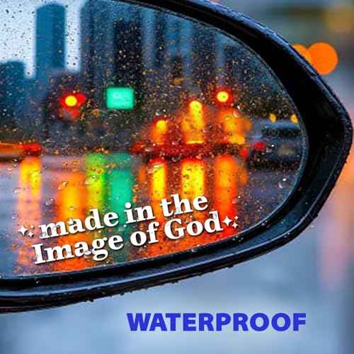 (3 Pcs) Made in The Image of God Mirror Sticker Inspirational Christian Quote Vinyl Decal for Car Rear View Mirror Window Laptop Motorcycle Faith Waterproof Sticker 4 Inches
