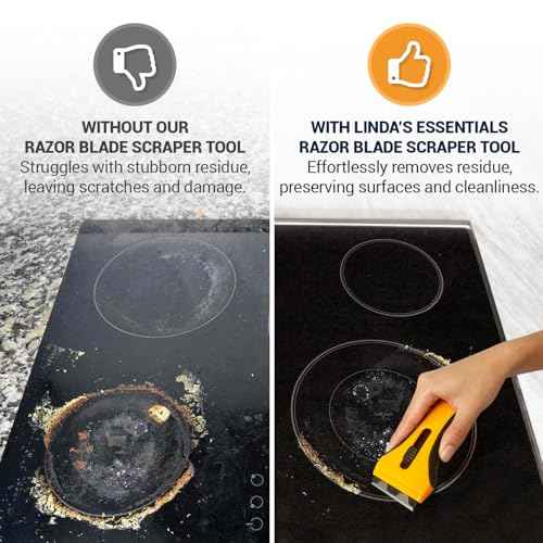 Razor Blade Scraper Tool With 15 Extra Blades - Razor Scraper Tool for Glass, Stove Top Scraper, Scraper Tool for Kitchen, Paint, Glass, Window, Cleaning