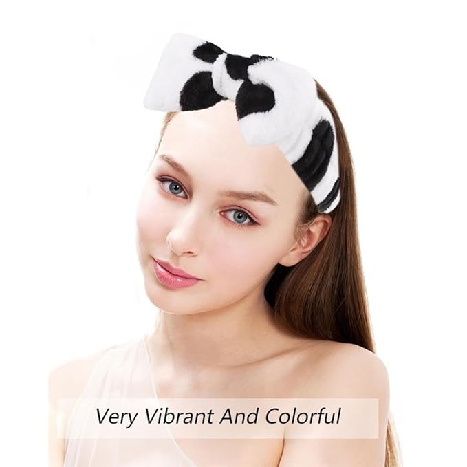 SPA Headbands for Washing Face Makeup Headbands with Bow Laurel Hair Band Women Facial Head Band Wrist Towel Wraps For Shower Face Mask Pink White, 6 Pack