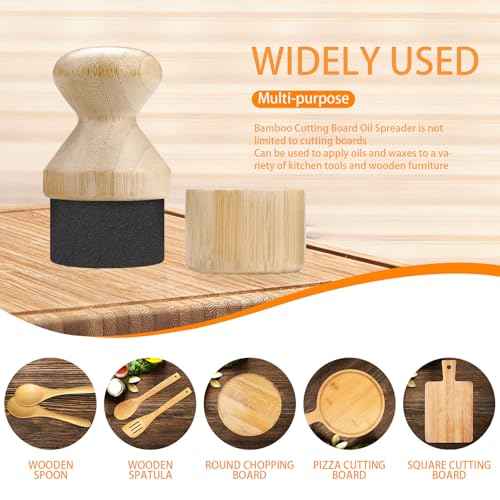 Cutting Board Oil Applicator with Lid, Wood Cutting Board Oil Brush, Wood Wax Applicator Brush for Butcher Blocks Spatulas Spoons Wooden Utensil (Beige)