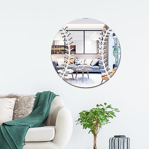 Baseball Mirror Wall Decal Acrylic 3D Wall Stickers Boys Girls Room Living Room Bedroom Silver Wall Decor