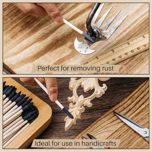 40 Pcs Model Sanding Sticks Set Include 10 Polishing Sticks Assorted 30 Double End Matchsticks Fine Detailing Sanding Twigs Coded Abrasive Tools for Tight Spaces Models(Double Angle)