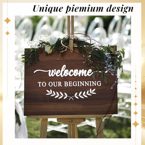 2 Pcs Welcome to Our Wedding Mirror Sign Decals 20 x 11 Vinyl Personalized Mirror Decals Welcome to Our Beginning Marriage Stickers for Wedding Anniversary Ceremony Reception Decorations