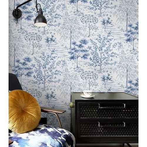 Timeet Peel and Stick Wallpaper White and Blue Wall Paper Removable Self Adhesive Wallpaper Tree Contact Paper for Bedroom Bathroom Walls Covering Vinyl Roll 17 inx78.7 in