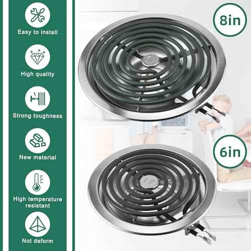 Electric Stove Burner Drip Pans WB31T10010(6") WB31T10011(8")+Electric Stove Burner Replacement WB30M1(6") and WB30M2(8") Compatible for G-E Hot-point Ken-more Electric Range by MIFLUS