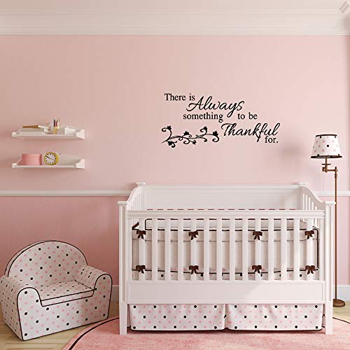 There is Always Something to be Thankful for - Pure Black Vinyl Decal Quotes Separated Letters Home D?cor Art Lettering Wall Sayings Inspirational Words Mural Motto