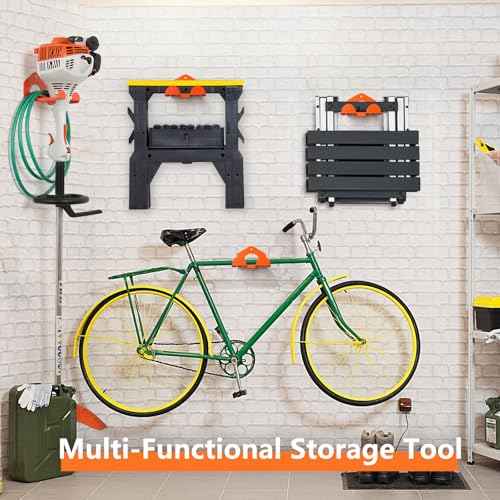 reliahom Weed Eater Hanger, Heavy Duty Garage Organization Trimmer Rack, Garden Power Tool Organizer for Hedge Trimmer, Garden Tools, Garage, 2 Pack