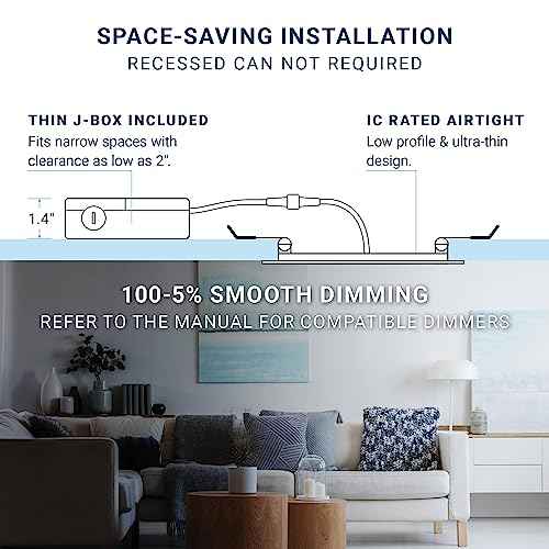 PARMIDA (6 Pack) 8 Inch Ultra-Thin LED Recessed Ceiling Light with Junction Box, 5CCT Color Selectable 2700K/3000K/3500K/4000K/5000K, 18W, Dimmable Canless Wafer Slim Panel Downlight, IC Rated, ETL