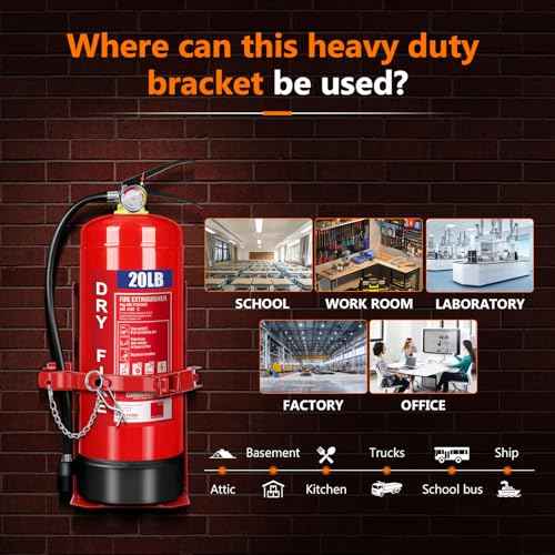 Heavy Duty Vehicle Bracket,Fire Extinguisher Brackets&Mounts-St12 Steel Red, Fit 20lb Dry/10lb Co2 Extinguisher-for School,Garage,Vehicle,Boat,Truck Generic Replacement for 810 by amerex