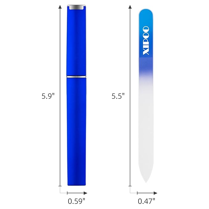 XIPOO Premium Glass Nail Files - 3 Pack with Case, Crystal, Salon Manicure Tool for Natural Nails, Gift for Women and Girls