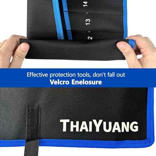 2-Pieces Wrench Roll Up Pouch, Heavy Duty Canvas Tool Wrench Organizer Bag 14pockets Metric+ 13pockets SAE (Only Pouch)
