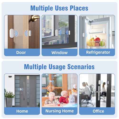 Door Chime,Sanjie WiFi Door Sensor Open Chime When Entering for Business/Home/Store/Office Alert Your Phone,Alarms for Kids Safety,500 FT Range,20 Ringtones,4 Sensors 1 Receiver