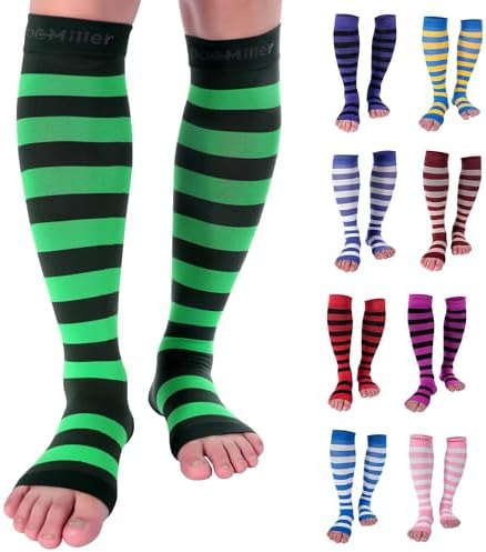 Doc Miller Compression Socks for Pregnant Women – Wide Calf, Open Toe Knee Sleeve 15-20 mmHG,Toeless Pregnancy Stockings for Varicose Veins, Footless Shin Splint Relief, 1 Pair