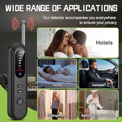 Hidden Camera Detector for Travel, RF Bug Detector & Camera Scanner Detectors for Bugged Cameras, GPS Trackers? Hotel/Public Restroom/Car, Bug Detectors and Spy Cameras Finder for Women and Men, Black