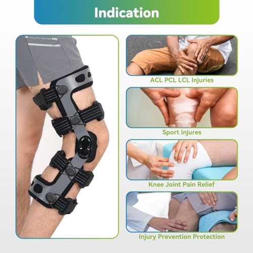 ACL Knee Brace for MCL PCL Meniscus Ligament Sports Injuries, Adjustable Hinged ROM Orthopedic Knee Orthosis for Men & Women (XXL/Right)