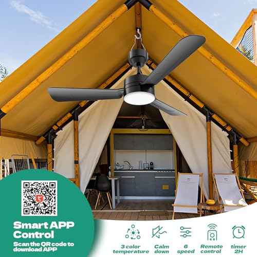 Ceiling Fans with Lights,36" LED Fan Light Hanging with Hook,Plug in Ceiling Fan Light,Hook Type Ceiling Fan,40W,3000-6500k,Remote Control,Portable Fan for Camping Bed,Patios,(Black)