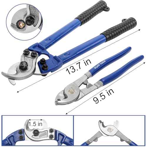 Okllen Set of 2 Cable Cutters Set, 10-inch and 14 in-ch Heavy Duty Wire Cutters for Battery Cable, Copper and Aluminum Cable