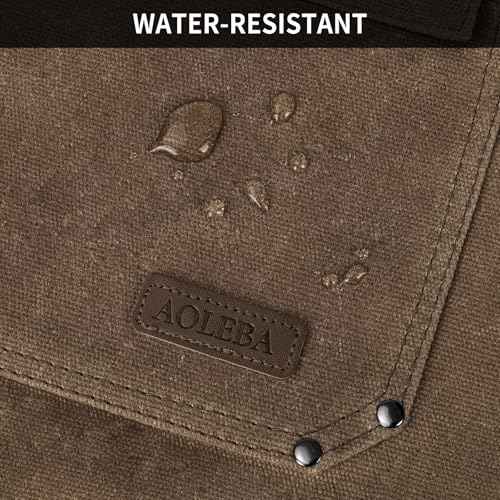 AOLEBA Woodworking Apron for Men,Heavy Duty Waxed Canvas Work Tool Apron with 12 Tool Pockets for Workshop, Mechanic, Carpenter, Blacksmith, Mens Aprons Gifts for Dad Father Men (Dark Brown)