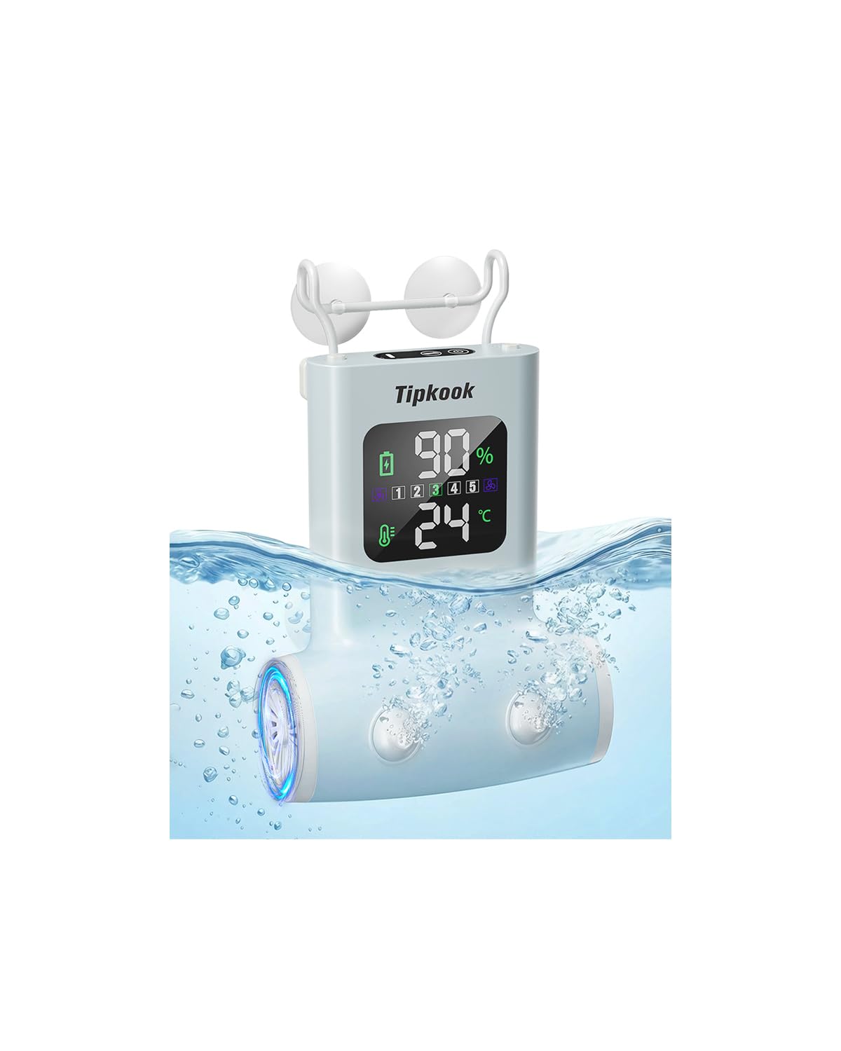 Tipkook Portable Bath Jets for Tub: 5-Speed Jet Spa for Bathtub with LED Display, Bath Jet/Bubble Mode, Rechargeable Bath Jets, Dual Water Outlet, IPX8 Waterproof, Ideal Gift for Home - Blue