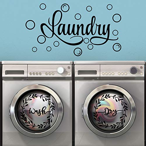 Zonon Laundry Stickers Laundry Room Decor Decal Quote Wash Dry Sticker for Home Apartment Washing Machine Dryer Room Decor