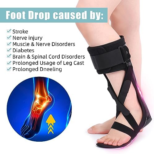 Medical AFO Foot Drop Brace Ankle Foot Orthosis Drop Foot Stabilizer Support for Walking with Shoe for Men and Women for Stroke, MS, Hemiplegia Foot Drop, ALS (Medium-Left)