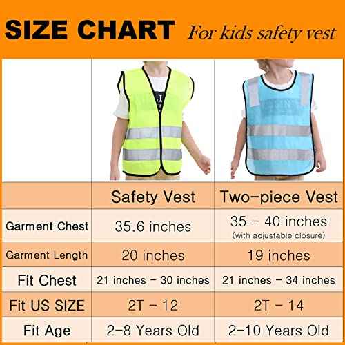 TopTie 10 Pack Kids Safety Reflective Vests, High Vis Construction Vest with Elastic Waistband