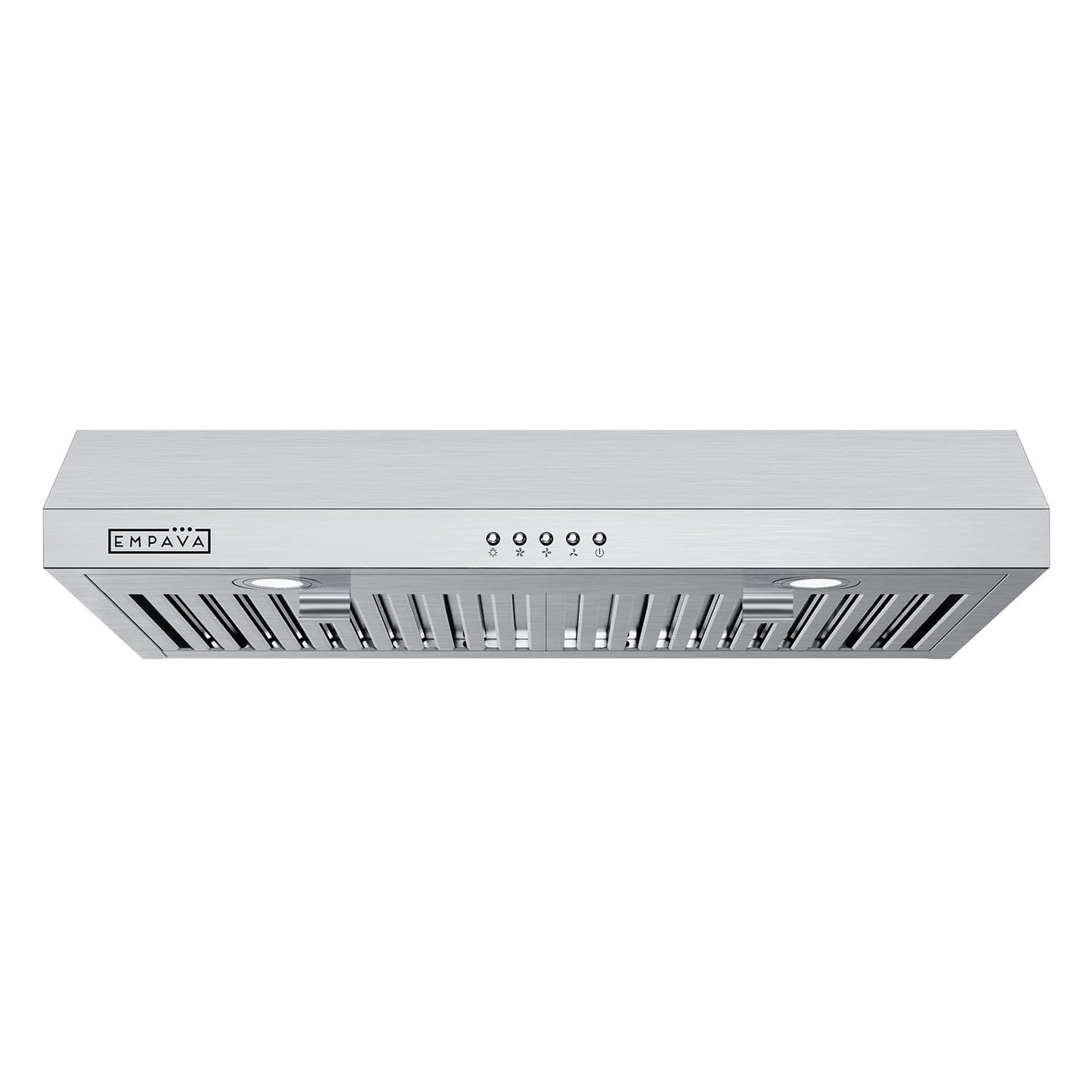 Empava Ductless Under Cabinet Range Hood 36 Inch, Convertible Ducted (Rear/Top Vent), 300 CFM, Push Button Plug in, Stainless Steel