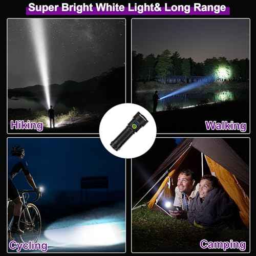 2-in-1 365nm UV Flashlight & High Lumens LED Flashlight, 7 Modes, 18H Runtime, Waterproof, 6 LED Rechargeable Black Light for Pet Urine Detection, Curing Resin, Outdoor Emergencies, Scorpion Hunting