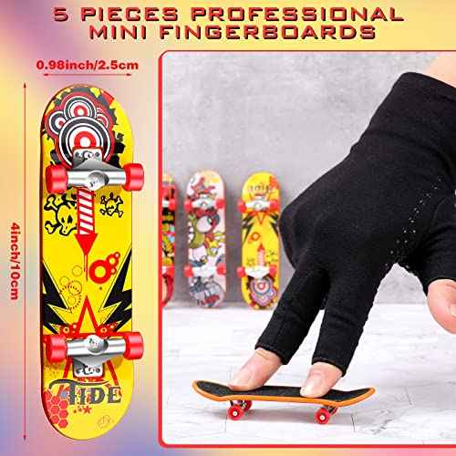 5 Packs DIY Mini Finger Skateboard Fingerboard Kit with Box and Replacement Accessories for Teens Adults Fingertip Movement Novelty Toys