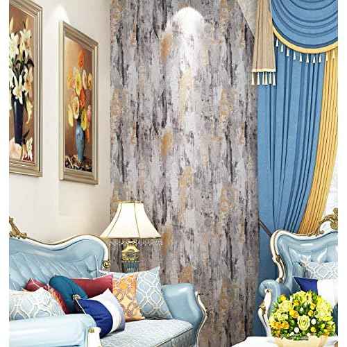 Livelynine Metallic Concrete Wallpaper Peel and Stick for Bedroom Vinyl Concrete Contact Paper for Walls Grey Silver Peel and Stick Wallpaper for Living Room Wall Apartments Bathroom RV 15.8x78.8