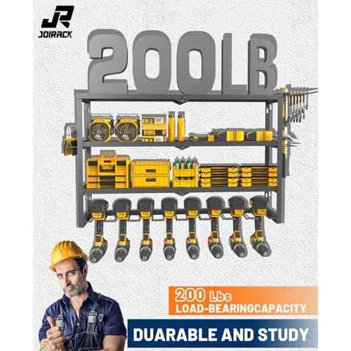 Power Tool Organizer Wall Mount,8 Drill Holders,Tool Organizers Power Tool & Drills Storage Rack Tool Shelf in Garage Workshop for Father's Day Husband Men's Gift (4Tiers, 8 Drill Holder)