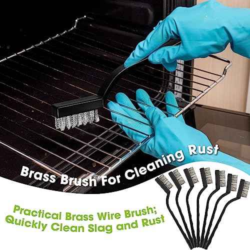 90 Pcs Mini Wires Brushes Set Curved Handle Wire Brush Small Metal Brush for Cleaning Metal Scrub Masonry for Cleaning Welding Slag and Rust Tool(Stainless Steel Wire)