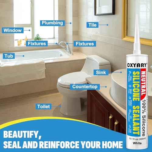 Silicone Caulk & Sealant White, 10 Pack - 100% Waterproof Silicone Sealant, Silicone Caulking for Kitchen and Bathroom, Toilet, Sink, Window £¦ Door Use, Shrink & Crack Proof (10.1 FL.OZ/300ml)