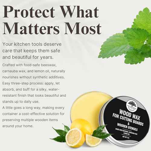 Large Wood Cutting Board Wax 2oz Food Grade Beeswax For Cutting Board | Bees Wax Furniture Polish And Cleaner | carnauba wax, butcher block conditioner, beeswax polish, finishing wax
