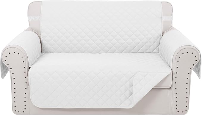 Reversible Loveseat Sofa Covers Couch Cover Furniture Protector(Loveseat,White/White)