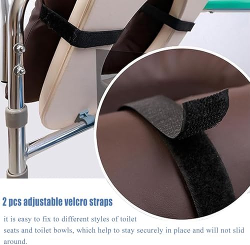 Bedside Commode Cushion - Washable 16.5" X 16.5" Thick Pad PU Cover with Fixing Straps for Commode Chair,Portable Toilet Seat Cushion for Seniors Raz Shower Chair Seat,Brown