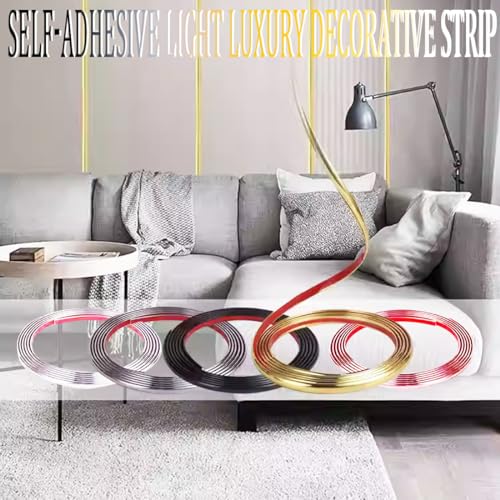 Rose Gold Self-Adhesive 3D Wall Edge Strip Peel & Stick Edge Seam Wall Sticker Decorative Tape Decorative for Ceiling/Corner/Mirror/Furniture/Wardrobe/Home & Car Decoration (0.8CM*5M/0.31IN*16.4FT)