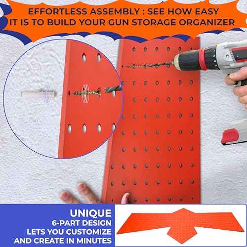 Skywin Wooden Pegboard for Nerf Gun Storage, Nerf Gun Wall Mount Eagle Shape, Compatible with All Blasters, Rack for Wall Organization (Orange)